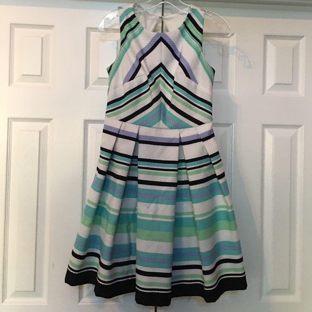 Striped fit and flare party dress